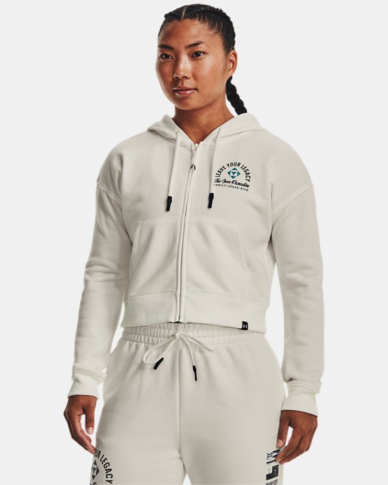 Women's Project Rock Heavyweight Terry Family Full-Zip in White image number 0